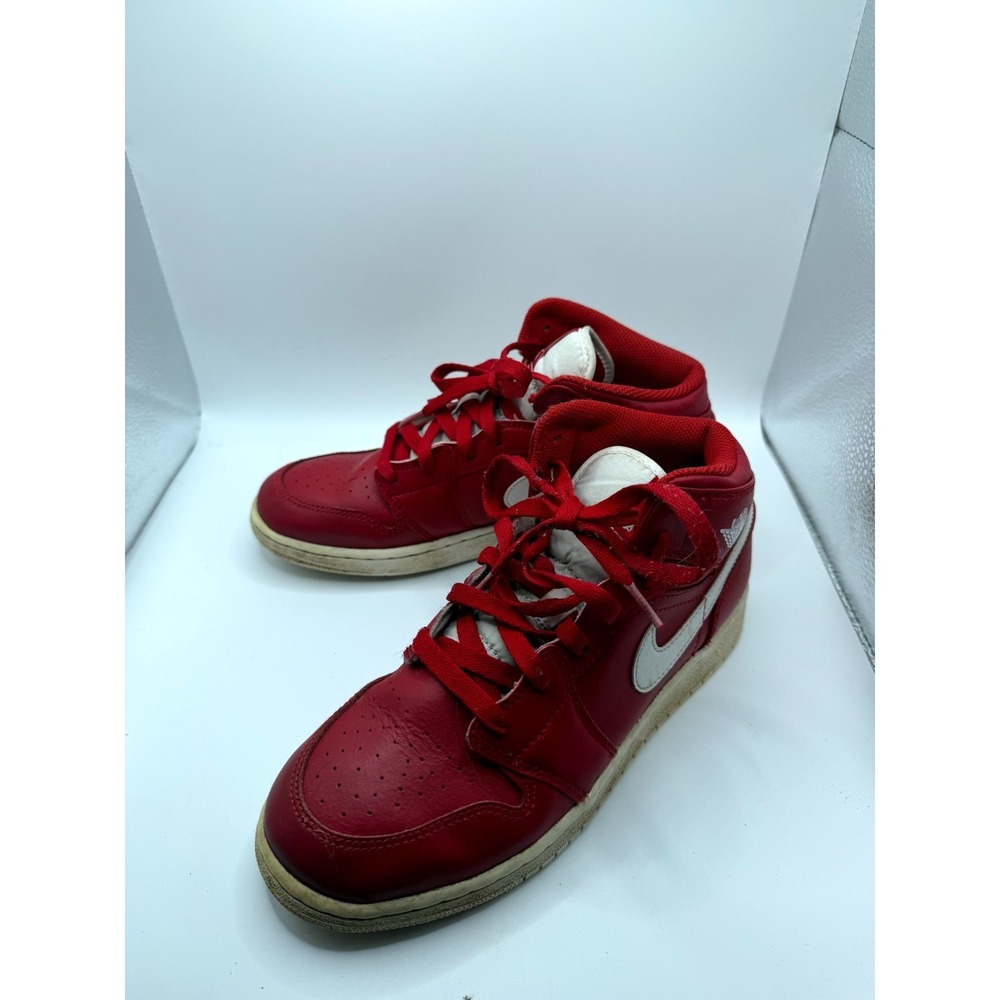 Nike Air Jordan 1 Retro‎ Mid GS 554725-600 Kids 6 Sneaker Gym Red Leather Shoes